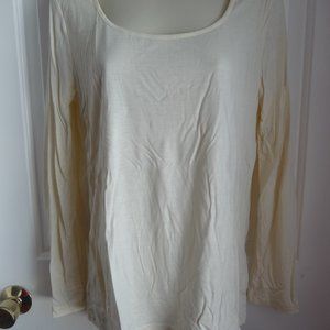 Talbots Top Shirt  M NWT $39 Cream White Scoop Neck Long Sleeves Rayon Lyocell